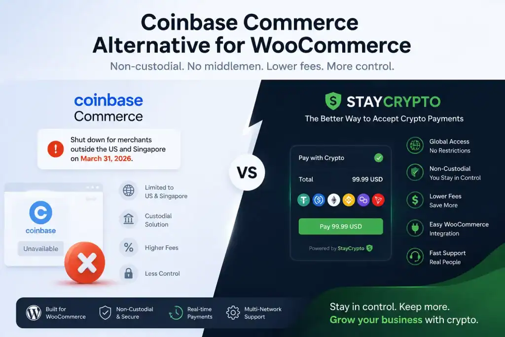 Coinbase Commerce Alternative for WooCommerce 4 Free Networks