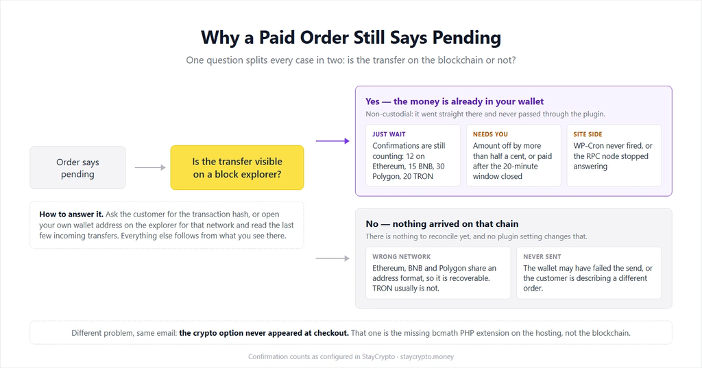 usdt payment not showing in woocommerce, decision chart for a pending crypto order